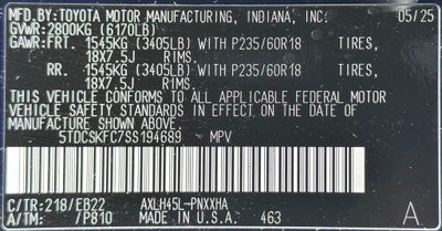2025 Toyota Sienna XLE 7 Passenger